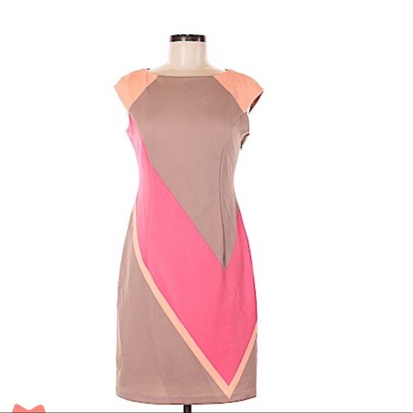 Maggy London asymmetrical colorblock sheath dress, 6 - Picture 1 of 7